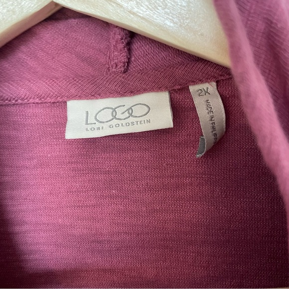 Logo by Lori Goldstein Pink Duster Cardigan Size 2X Floral Crochet Detail Boho - Picture 2 of 13